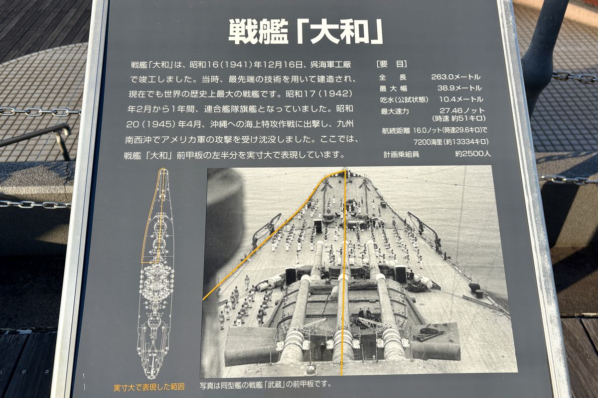 大和波止場にある戦艦大和の説明板